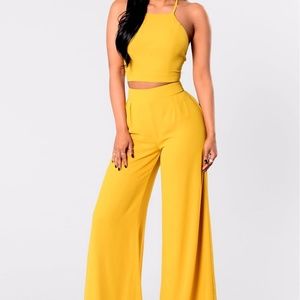 Fashion Nova Mustard Pant Set - XL